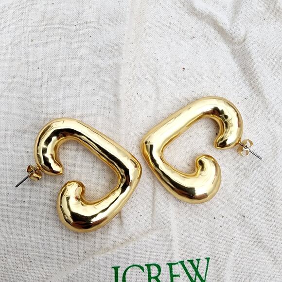NEW J. Crew Gold Heart Shaped Chunky Earrings - Picture 4 of 8